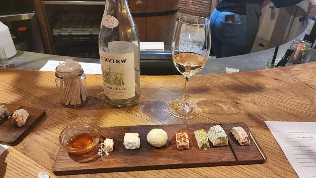 Sample cheese and wine pairing board