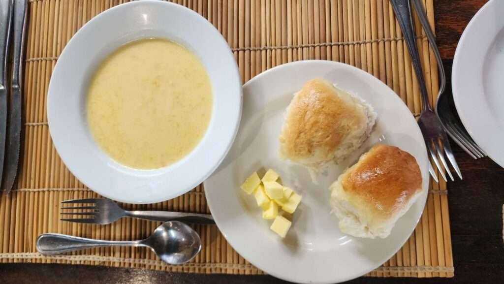 Butternut soup and rolls at the Inkwenkwezi Sunday Buffet