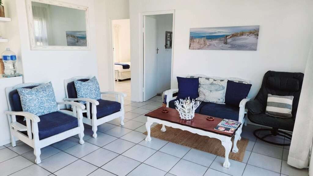 The living room at Nautical Beach Cottage